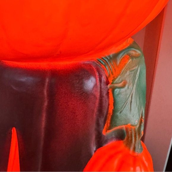 Vintage Halloween Blow Mold Pumpkin Jack o'lantern Tree, Plastic Lawn Yard Decor - Picture 4 of 16